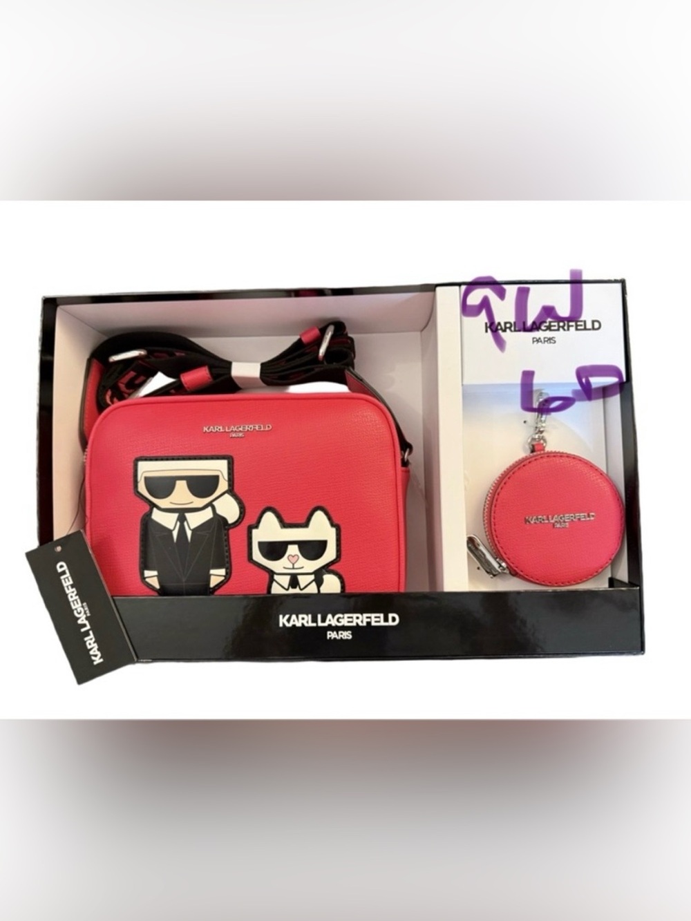 NWT Karl Lagerfeld Paris K/Ikonik Crossbody Bag & Coin Purse Set Pink